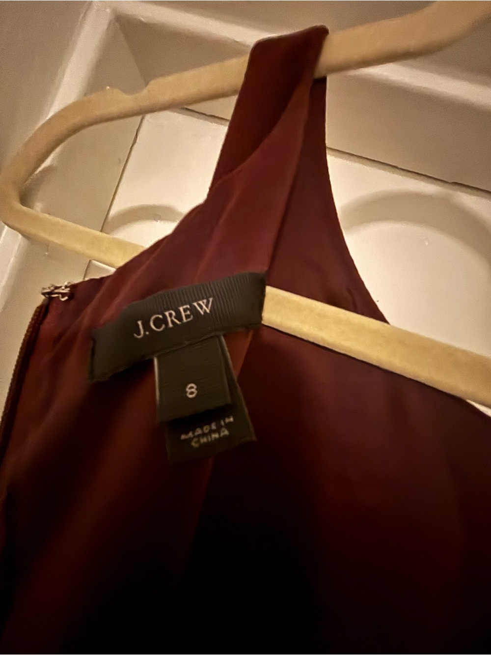 J. Crew Sleeveless High-Neck Dress in dark plum/burgundy - Picture 3 of 4
